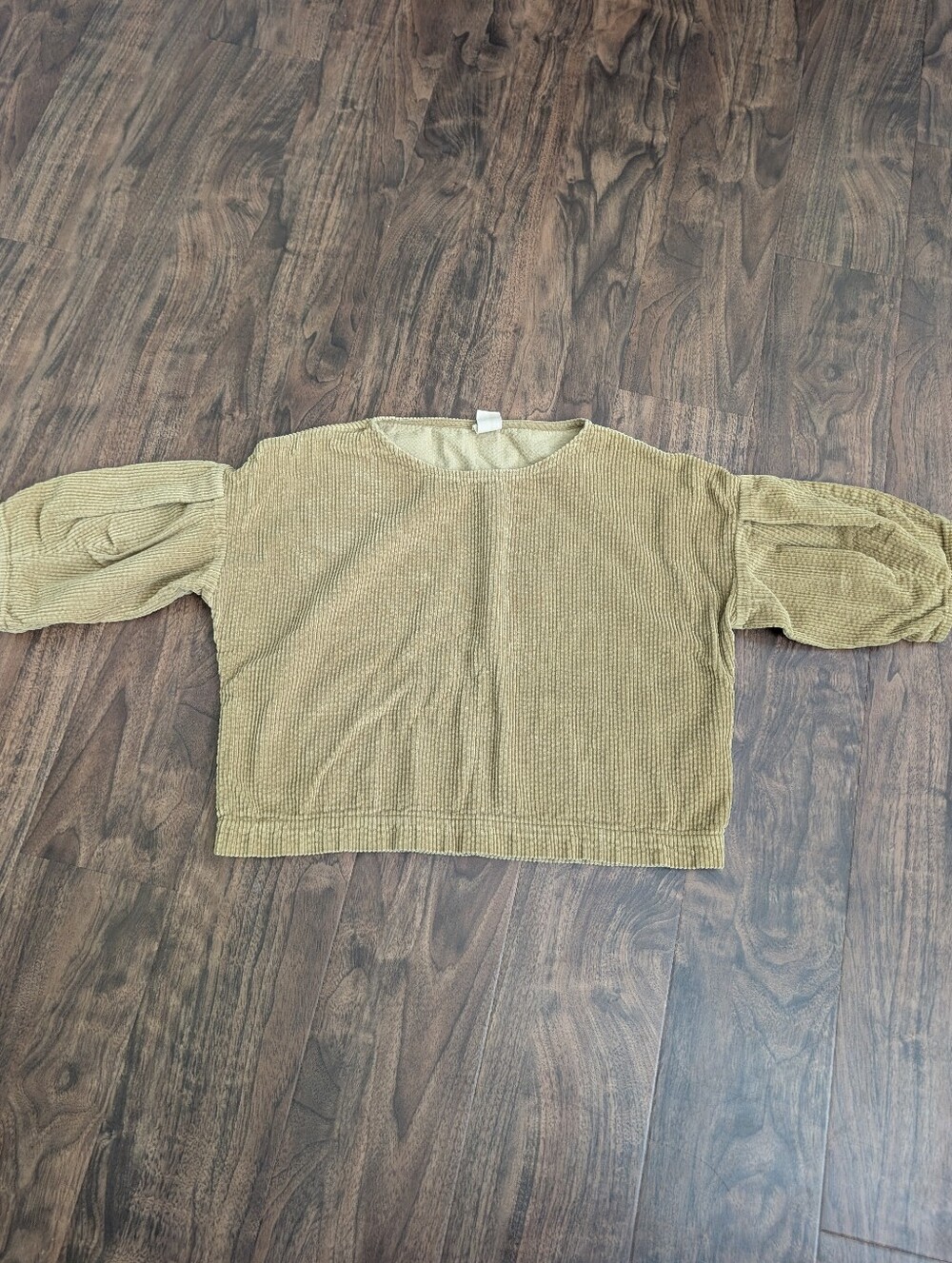 Eve Gravel S Corduroy Puff Sleeve Cropped Top 100% Cotton Anthropologie